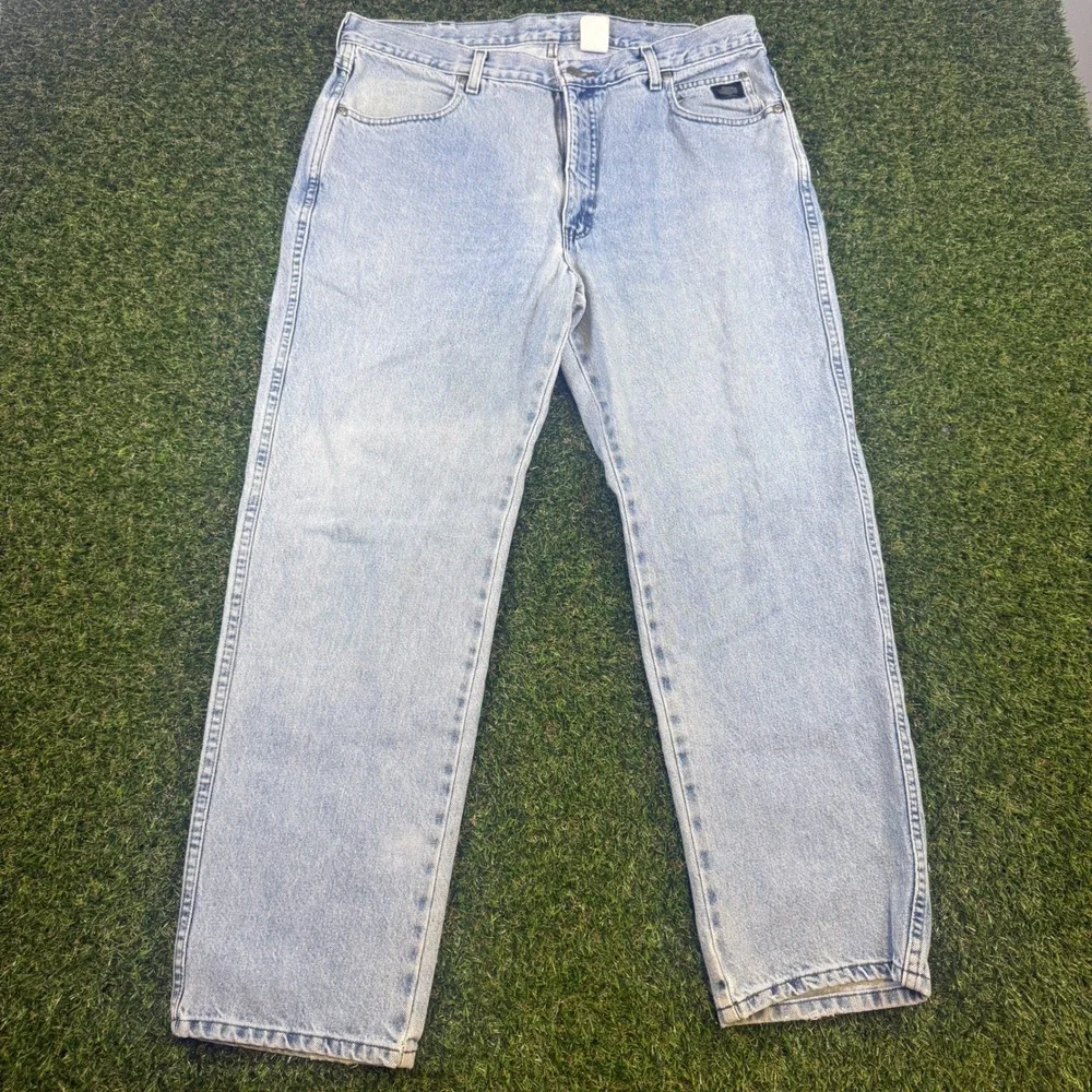 Harley-Davidson Mens Traditional Fit Light Wash Denim Jeans 38x30 Blue A6319